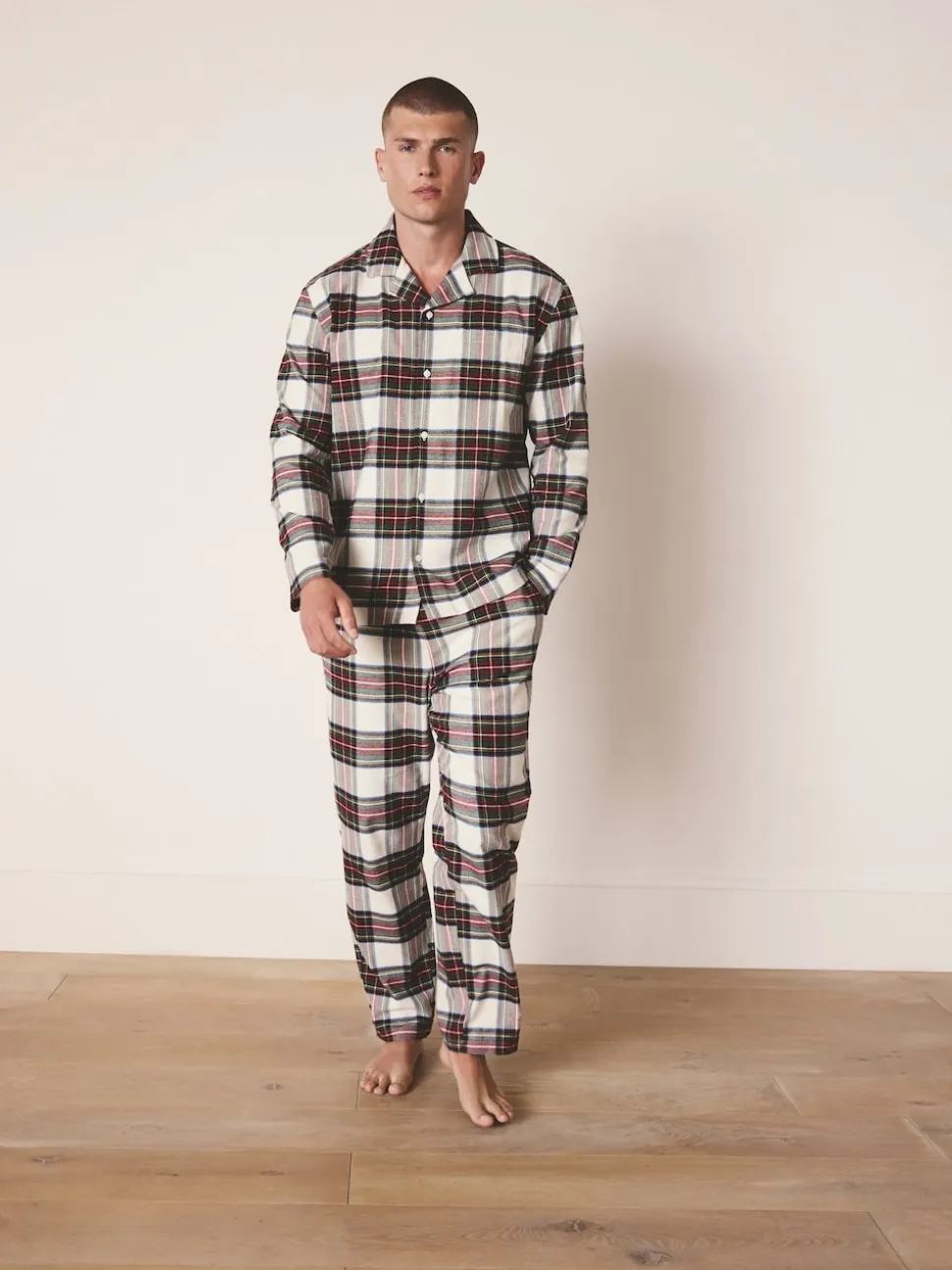 Red/White Check Matching Family Christmas Button Through Pyjamas