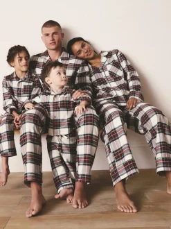 Red/White Check Matching Family Christmas Button Through Pyjamas