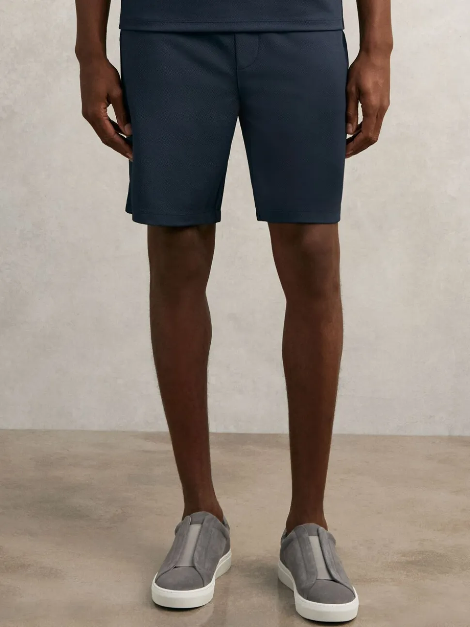 Reiss Airforce Blue Angus Textured Drawstring Shorts