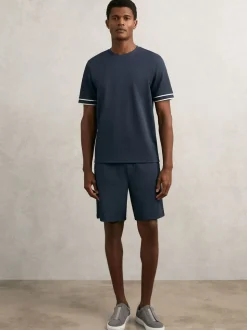 Reiss Airforce Blue Angus Textured Drawstring Shorts