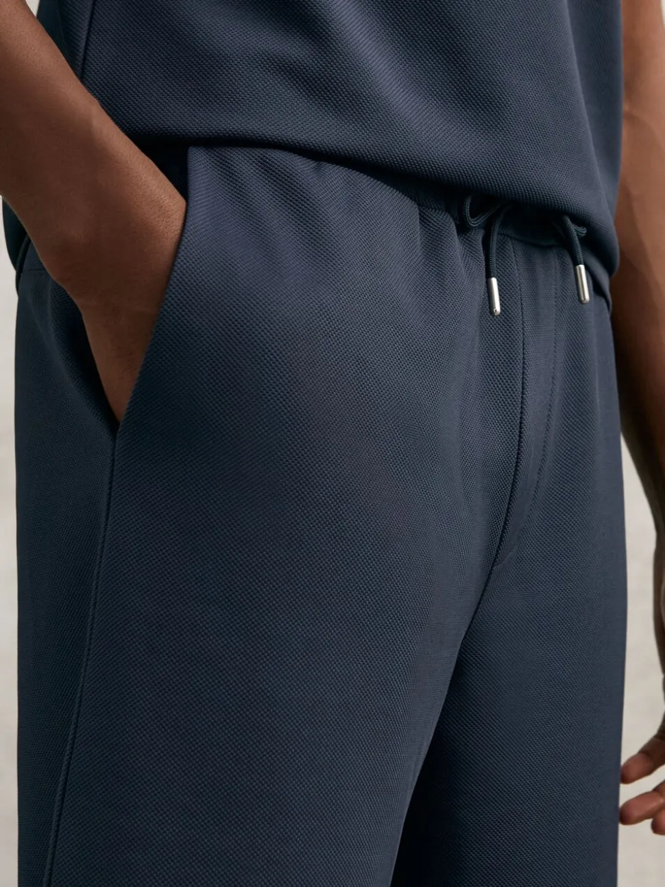 Reiss Airforce Blue Angus Textured Drawstring Shorts
