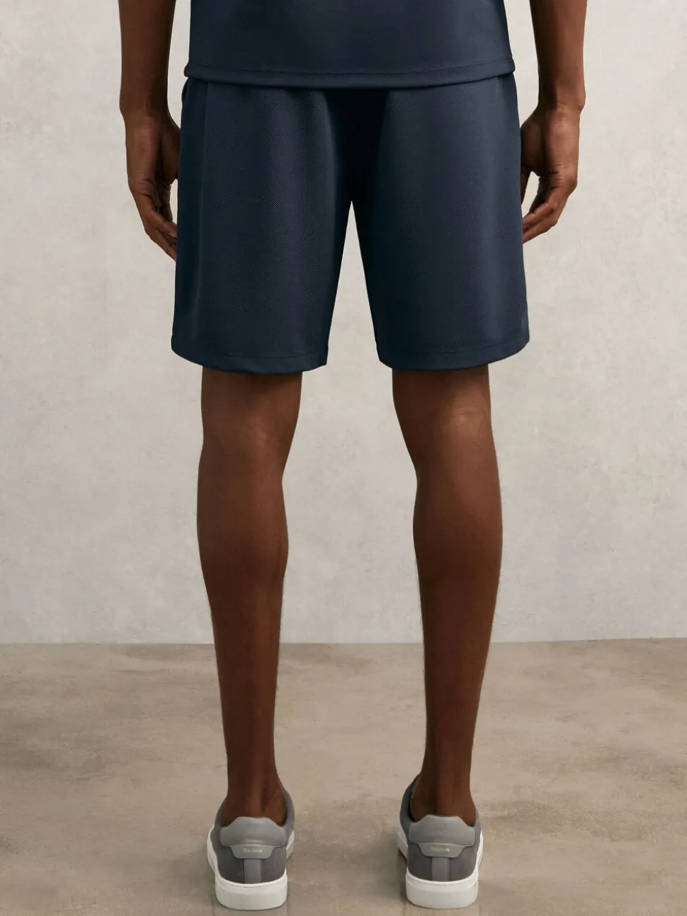 Reiss Airforce Blue Angus Textured Drawstring Shorts