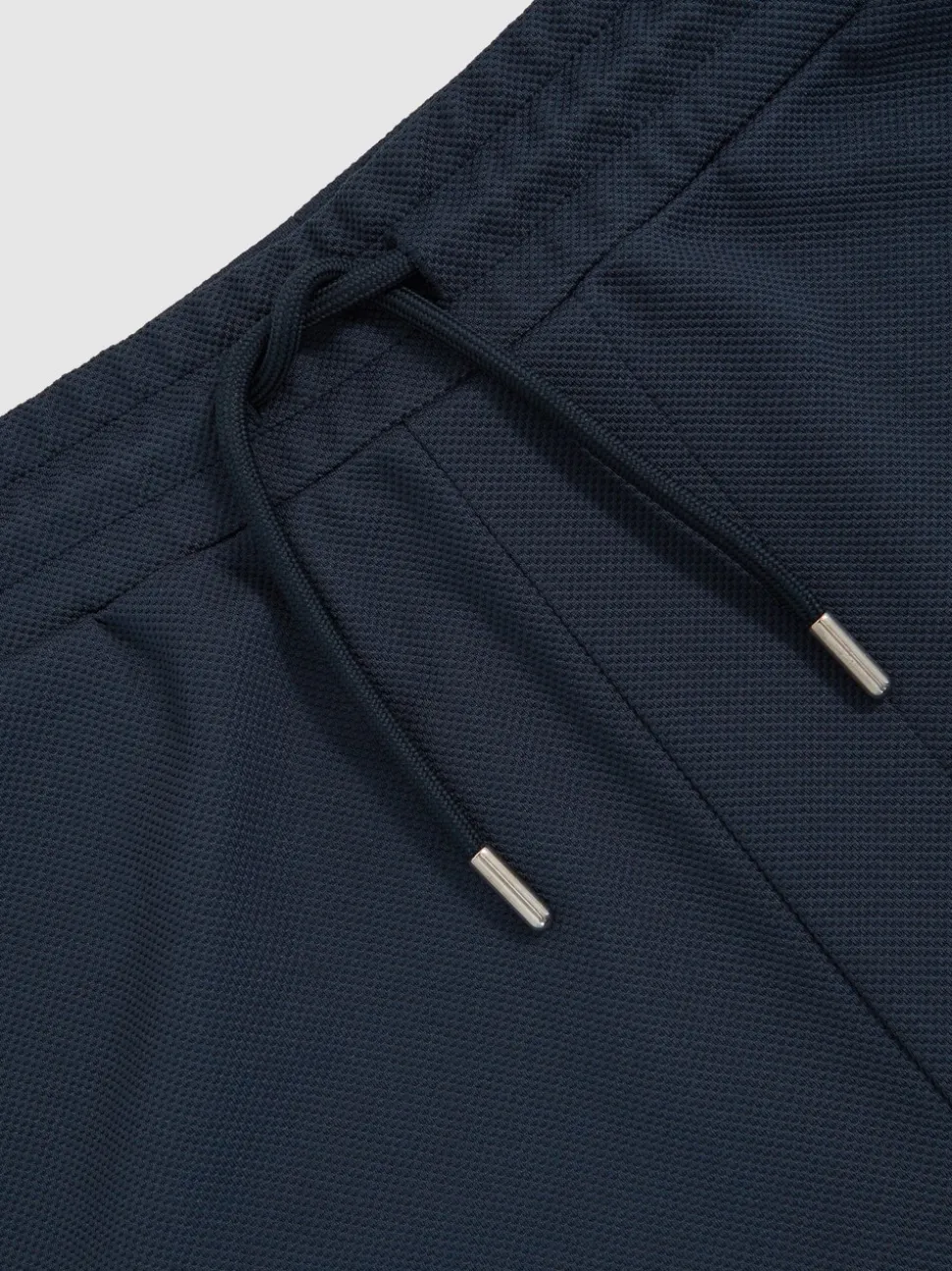 Reiss Airforce Blue Angus Textured Drawstring Shorts