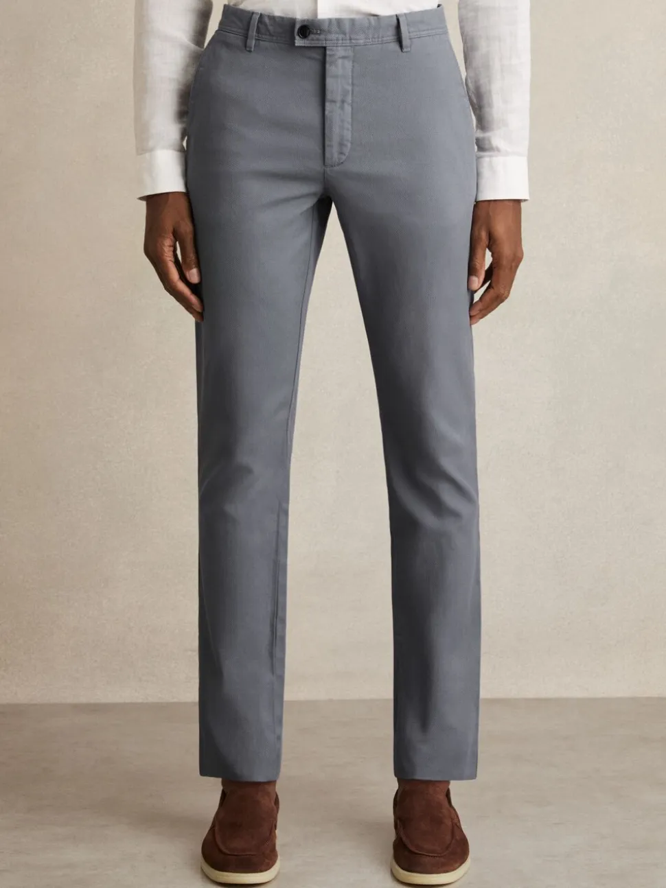 Reiss Airforce Blue Dobby Cotton-Piqué Slim-Fit Chinos