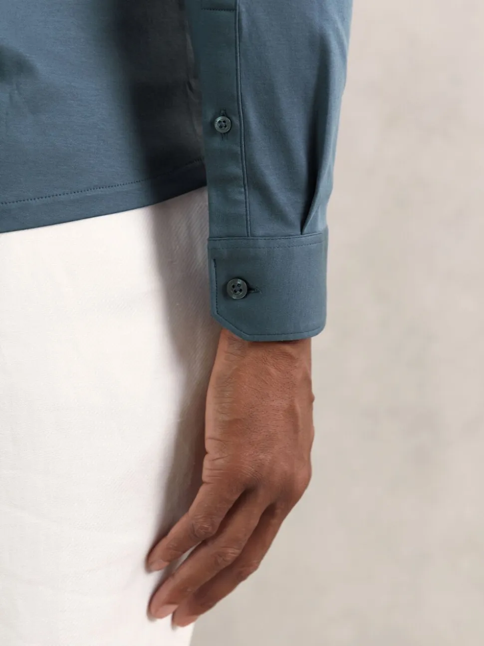 Reiss Airforce Blue Duke Air-Water Cotton Slim-Fit Shirt
