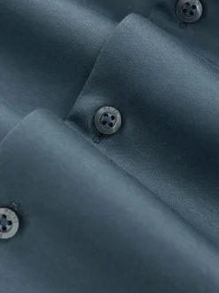 Reiss Airforce Blue Duke Air-Water Cotton Slim-Fit Shirt