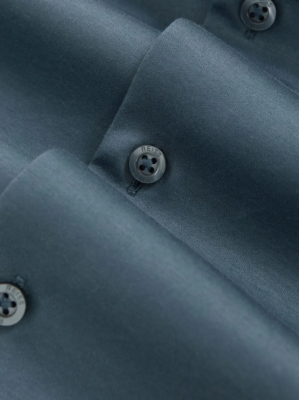 Reiss Airforce Blue Duke Air-Water Cotton Slim-Fit Shirt
