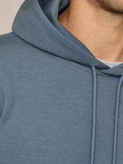 Reiss Airforce Blue Fabien Premium Interlock-Jersey Hoodie