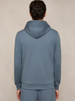 Reiss Airforce Blue Fabien Premium Interlock-Jersey Hoodie