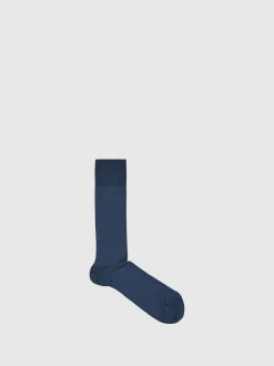 Reiss Airforce Blue Fela Cotton-Blend Ribbed Socks
