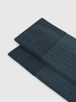 Reiss Airforce Blue Fela Cotton-Blend Ribbed Socks