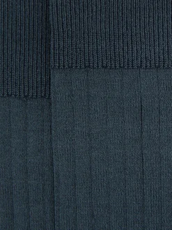 Reiss Airforce Blue Fela Cotton-Blend Ribbed Socks