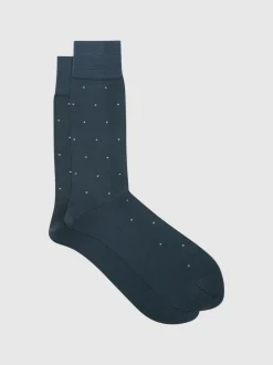 Reiss Airforce Blue Mario Spot Polka Dot Socks