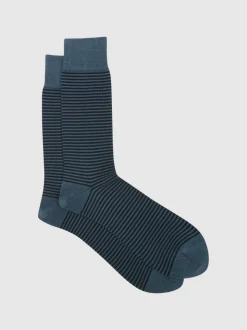 Reiss Airforce Blue/ Navy Mario Stripe Striped Socks
