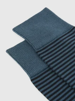 Reiss Airforce Blue/ Navy Mario Stripe Striped Socks