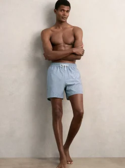 Reiss Airforce Blue Tito Drawstring Geometric Print Swim Shorts