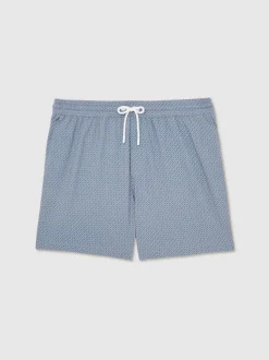 Reiss Airforce Blue Tito Drawstring Geometric Print Swim Shorts