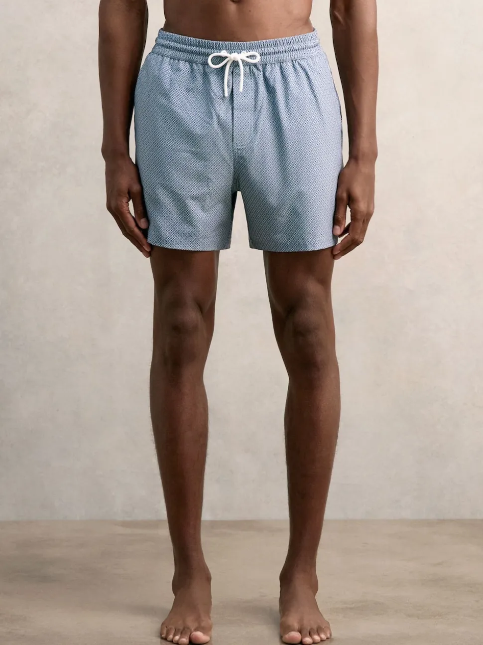 Reiss Airforce Blue Tito Drawstring Geometric Print Swim Shorts