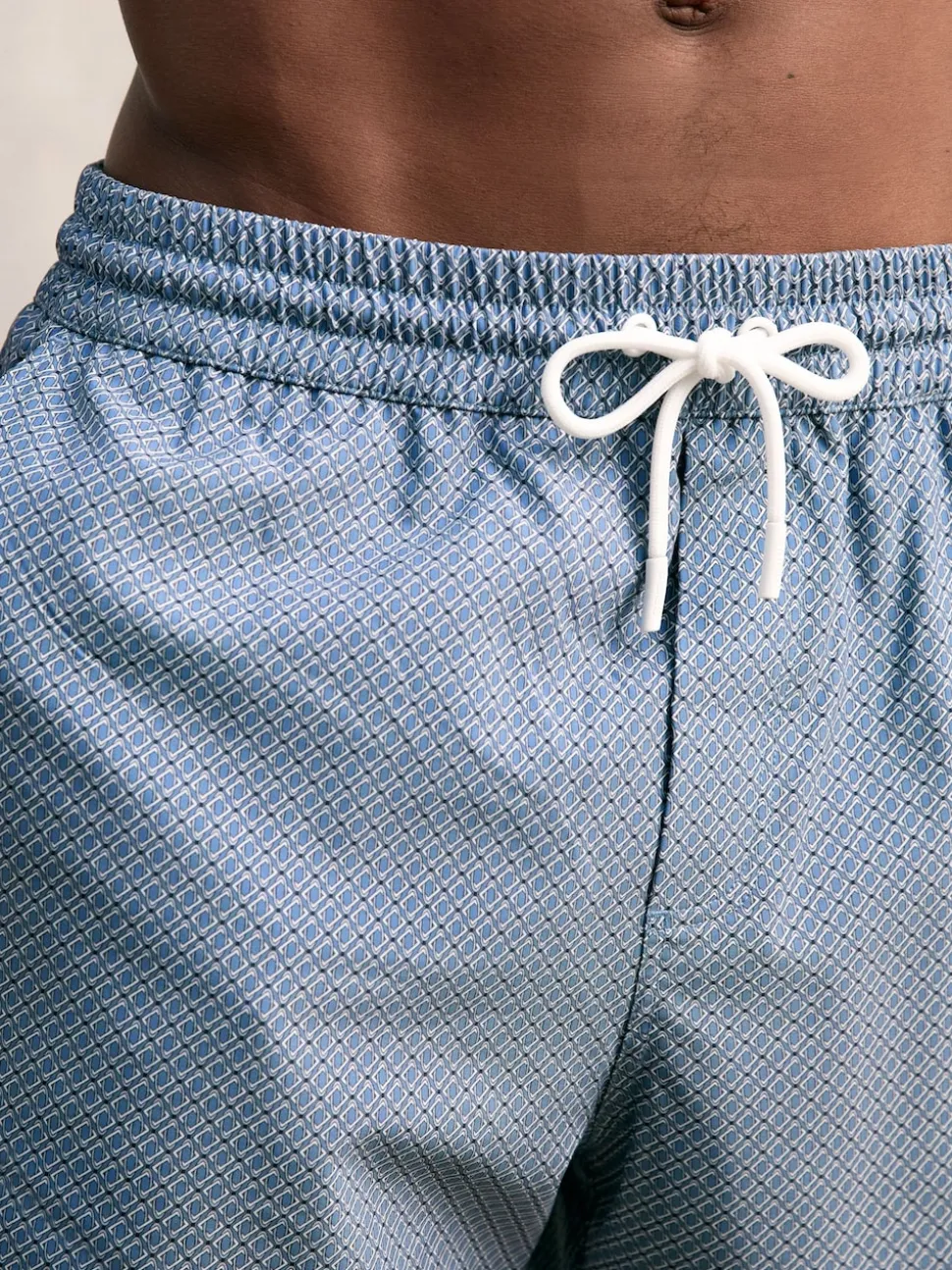 Reiss Airforce Blue Tito Drawstring Geometric Print Swim Shorts