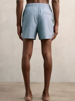 Reiss Airforce Blue Tito Drawstring Geometric Print Swim Shorts