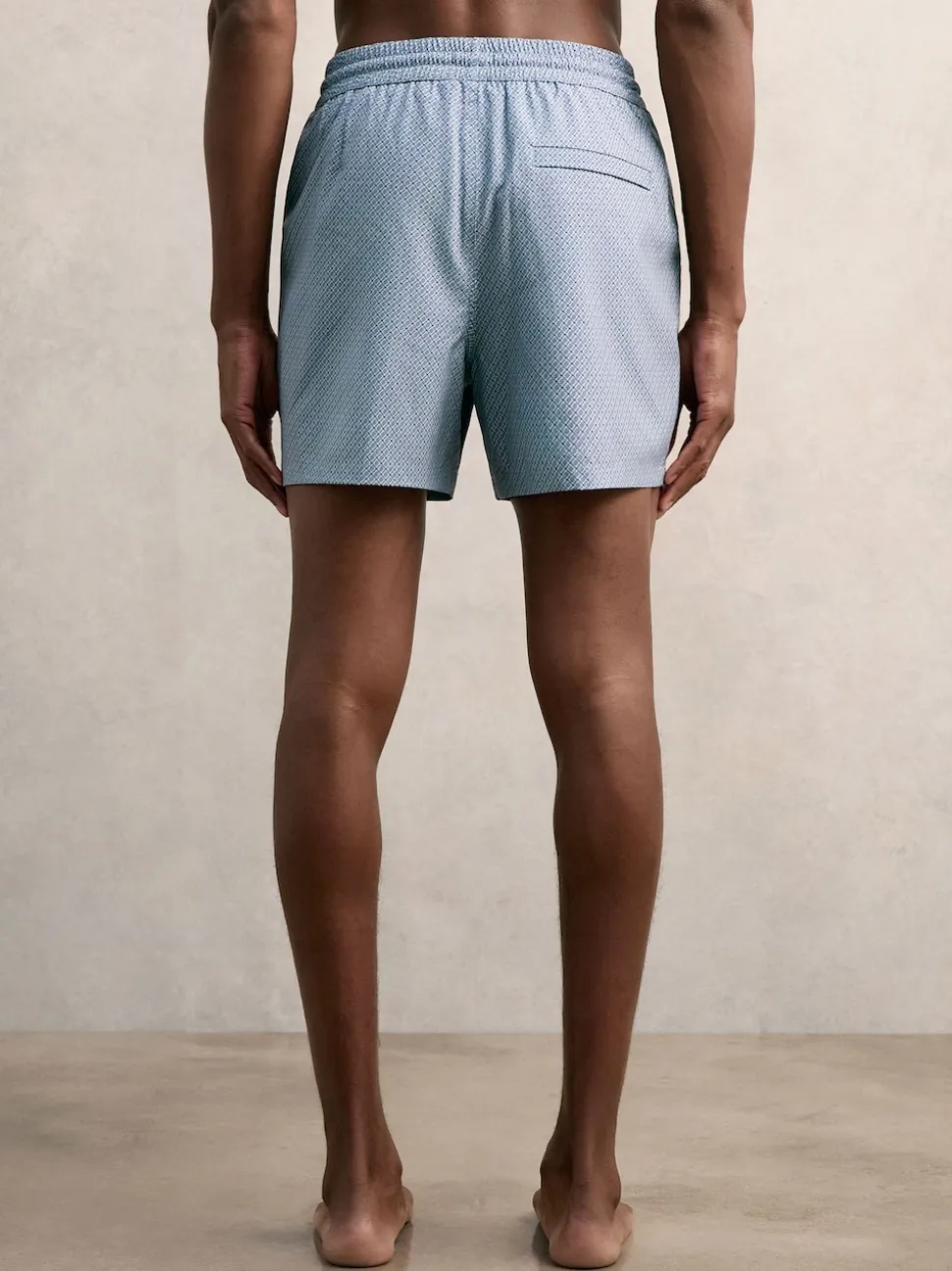 Reiss Airforce Blue Tito Drawstring Geometric Print Swim Shorts