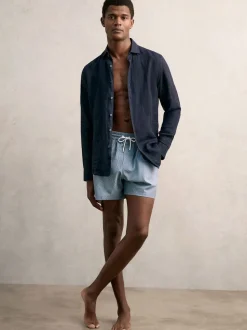Reiss Airforce Blue Tito Drawstring Geometric Print Swim Shorts