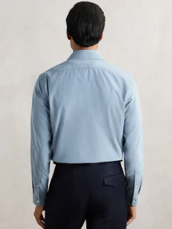 Reiss Airforce Blue Velma Cotton Corduroy Cutaway-Collar Shirt