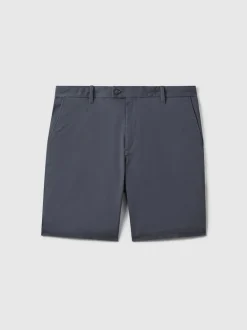 Reiss Airforce Blue Wicket Cotton Chino Shorts with Stretch