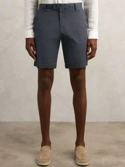 Reiss Airforce Blue Wicket Cotton Chino Shorts with Stretch