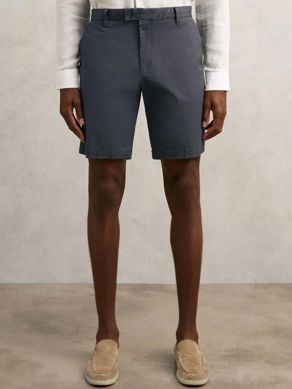 Reiss Airforce Blue Wicket Cotton Chino Shorts with Stretch