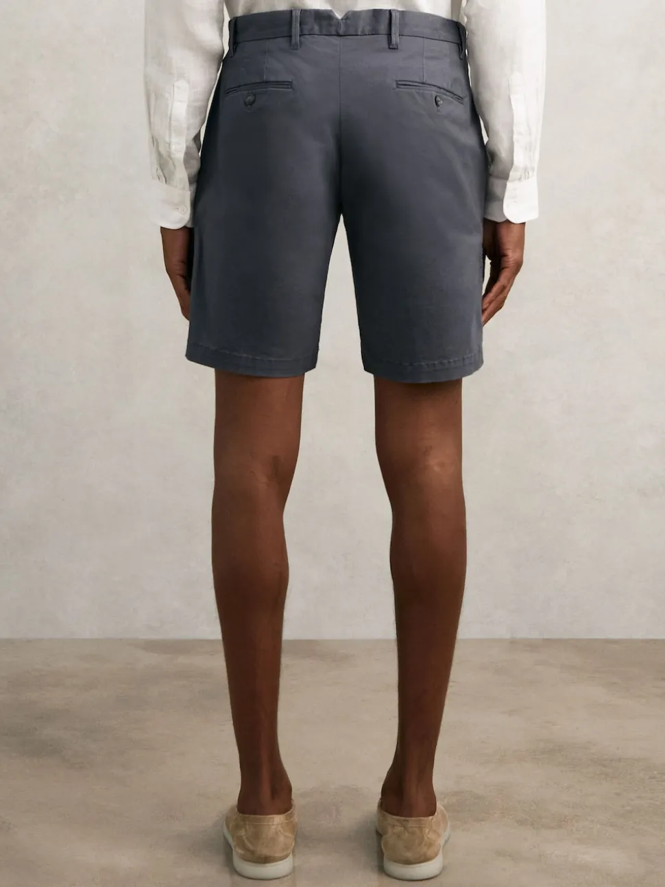 Reiss Airforce Blue Wicket Cotton Chino Shorts with Stretch