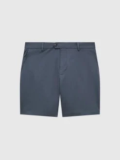 Reiss Airforce Blue Wicket Cotton Chino Shorts with Stretch