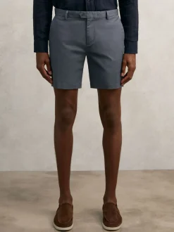 Reiss Airforce Blue Wicket Cotton Chino Shorts with Stretch