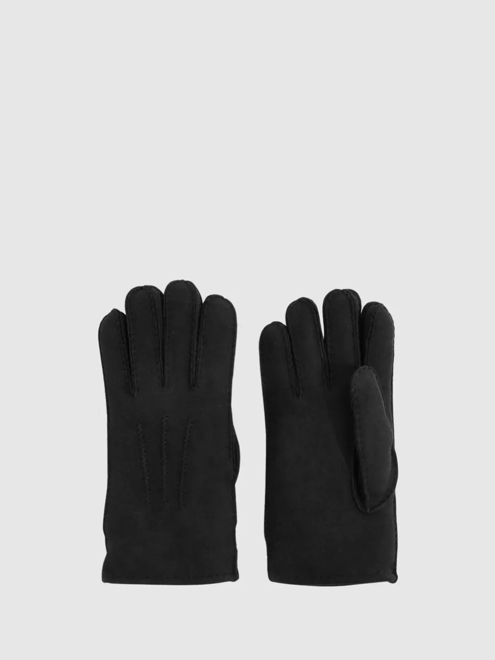 Reiss Black Agon Suede Shearling Gloves
