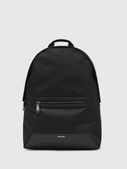 Reiss Black Allen Woven Zipped Backpack