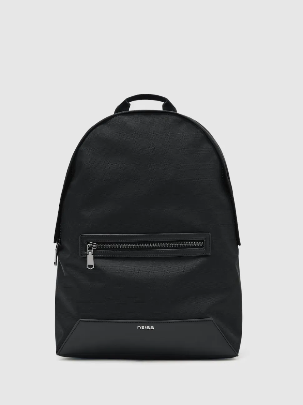Reiss Black Allen Woven Zipped Backpack