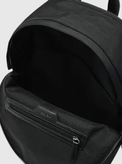 Reiss Black Allen Woven Zipped Backpack