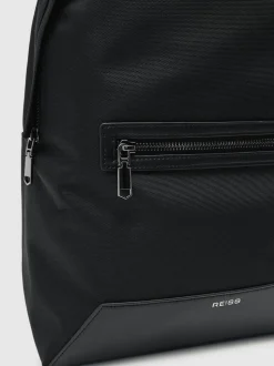 Reiss Black Allen Woven Zipped Backpack