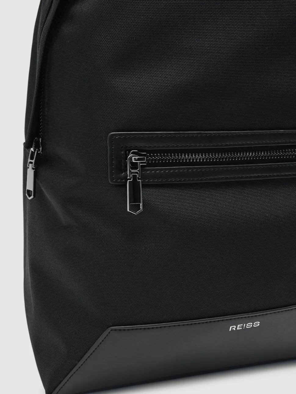 Reiss Black Allen Woven Zipped Backpack