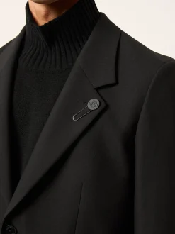 Reiss Black Arley Monogram Relaxed Single-Breasted Blazer