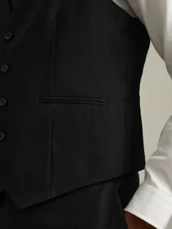 Reiss Black Aspire Slim-Fit Wool Suit Waistcoat