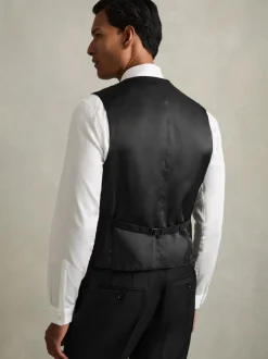 Reiss Black Aspire Slim-Fit Wool Suit Waistcoat