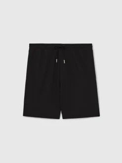 Reiss Black Barber Textured Drawstring Shorts