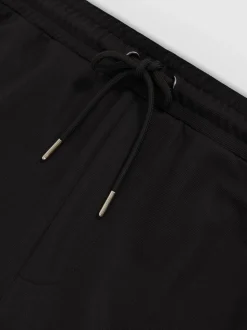 Reiss Black Barber Textured Drawstring Shorts