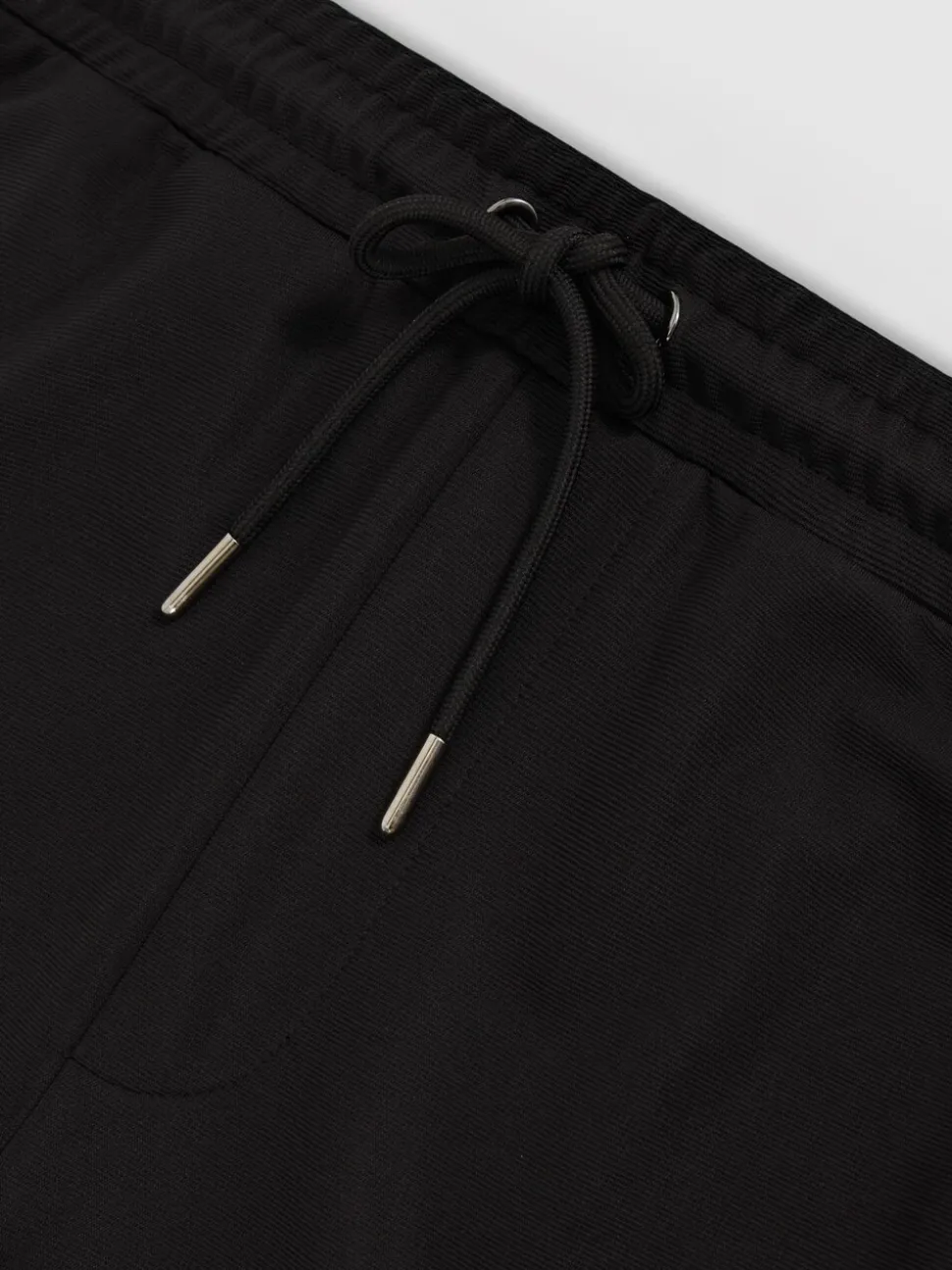 Reiss Black Barber Textured Drawstring Shorts