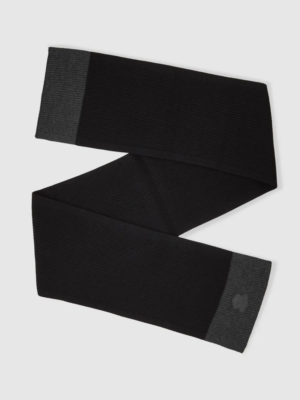 Reiss Black Bennett Monogram Appliqué Wool Scarf
