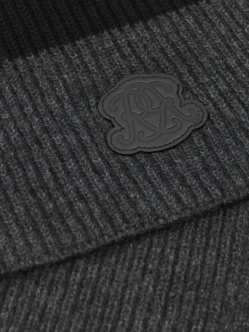 Reiss Black Bennett Monogram Appliqué Wool Scarf