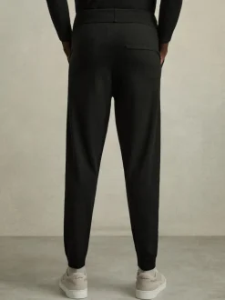 Reiss Black Billings Merino-Blend Stretch Joggers