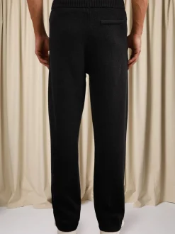 Reiss Black Blake Monogram Wool Wide-Leg Knitted Joggers