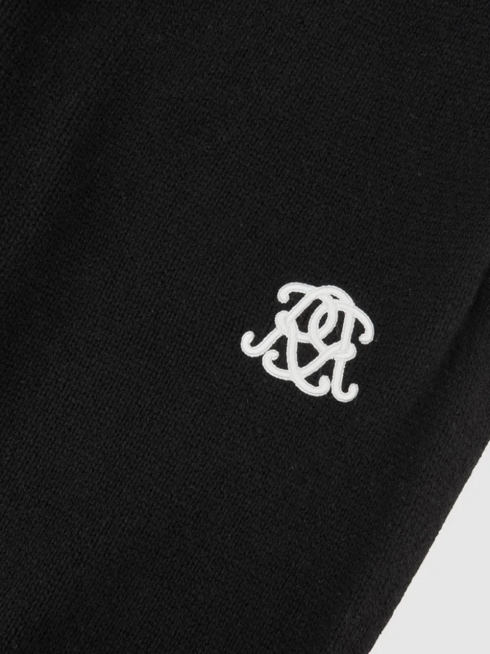 Reiss Black Blake Monogram Wool Wide-Leg Knitted Joggers